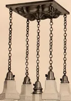 An illustration from Electric, gas, and combination lighting fixtures : table lamps, floor lamps, electrical wiring material, lighting glassware / Sears, Roebuck and Co. (1900)