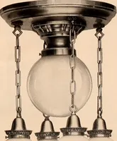 An illustration from Electric, gas, and combination lighting fixtures : table lamps, floor lamps, electrical wiring material, lighting glassware / Sears, Roebuck and Co. (1900)