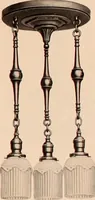 An illustration from Electric, gas, and combination lighting fixtures : table lamps, floor lamps, electrical wiring material, lighting glassware / Sears, Roebuck and Co. (1900)