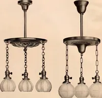 An illustration from Electric, gas, and combination lighting fixtures : table lamps, floor lamps, electrical wiring material, lighting glassware / Sears, Roebuck and Co. (1900)