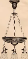An illustration from Electric, gas, and combination lighting fixtures : table lamps, floor lamps, electrical wiring material, lighting glassware / Sears, Roebuck and Co. (1900)