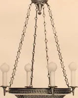 An illustration from Electric, gas, and combination lighting fixtures : table lamps, floor lamps, electrical wiring material, lighting glassware / Sears, Roebuck and Co. (1900)