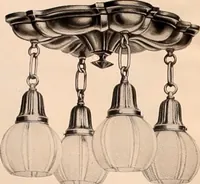 An illustration from Electric, gas, and combination lighting fixtures : table lamps, floor lamps, electrical wiring material, lighting glassware / Sears, Roebuck and Co. (1900)