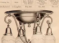 An illustration from Electric, gas, and combination lighting fixtures : table lamps, floor lamps, electrical wiring material, lighting glassware / Sears, Roebuck and Co. (1900)