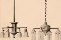 An illustration from Electric, gas, and combination lighting fixtures : table lamps, floor lamps, electrical wiring material, lighting glassware / Sears, Roebuck and Co. (1900)