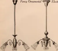 An illustration from Electric, gas, and combination lighting fixtures : table lamps, floor lamps, electrical wiring material, lighting glassware / Sears, Roebuck and Co. (1900)