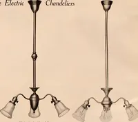 An illustration from Electric, gas, and combination lighting fixtures : table lamps, floor lamps, electrical wiring material, lighting glassware / Sears, Roebuck and Co. (1900)