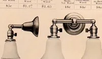 An illustration from Electric, gas, and combination lighting fixtures : table lamps, floor lamps, electrical wiring material, lighting glassware / Sears, Roebuck and Co. (1900)