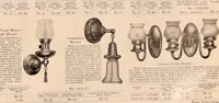 An illustration from Electric, gas, and combination lighting fixtures : table lamps, floor lamps, electrical wiring material, lighting glassware / Sears, Roebuck and Co. (1900)