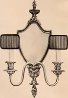 An illustration from Electric, gas, and combination lighting fixtures : table lamps, floor lamps, electrical wiring material, lighting glassware / Sears, Roebuck and Co. (1900)
