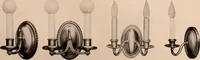 An illustration from Electric, gas, and combination lighting fixtures : table lamps, floor lamps, electrical wiring material, lighting glassware / Sears, Roebuck and Co. (1900)
