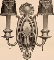 An illustration from Electric, gas, and combination lighting fixtures : table lamps, floor lamps, electrical wiring material, lighting glassware / Sears, Roebuck and Co. (1900)