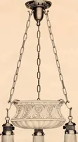An illustration from Electric, gas, and combination lighting fixtures : table lamps, floor lamps, electrical wiring material, lighting glassware / Sears, Roebuck and Co. (1900)