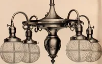 An illustration from Electric, gas, and combination lighting fixtures : table lamps, floor lamps, electrical wiring material, lighting glassware / Sears, Roebuck and Co. (1900)