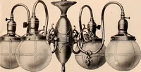An illustration from Electric, gas, and combination lighting fixtures : table lamps, floor lamps, electrical wiring material, lighting glassware / Sears, Roebuck and Co. (1900)