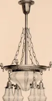 An illustration from Electric, gas, and combination lighting fixtures : table lamps, floor lamps, electrical wiring material, lighting glassware / Sears, Roebuck and Co. (1900)