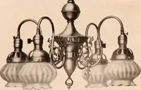 An illustration from Electric, gas, and combination lighting fixtures : table lamps, floor lamps, electrical wiring material, lighting glassware / Sears, Roebuck and Co. (1900)