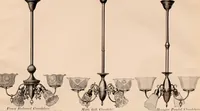 An illustration from Electric, gas, and combination lighting fixtures : table lamps, floor lamps, electrical wiring material, lighting glassware / Sears, Roebuck and Co. (1900)