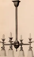 An illustration from Electric, gas, and combination lighting fixtures : table lamps, floor lamps, electrical wiring material, lighting glassware / Sears, Roebuck and Co. (1900)