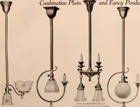 An illustration from Electric, gas, and combination lighting fixtures : table lamps, floor lamps, electrical wiring material, lighting glassware / Sears, Roebuck and Co. (1900)