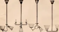 An illustration from Electric, gas, and combination lighting fixtures : table lamps, floor lamps, electrical wiring material, lighting glassware / Sears, Roebuck and Co. (1900)