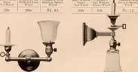 An illustration from Electric, gas, and combination lighting fixtures : table lamps, floor lamps, electrical wiring material, lighting glassware / Sears, Roebuck and Co. (1900)
