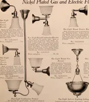 An illustration from Electric, gas, and combination lighting fixtures : table lamps, floor lamps, electrical wiring material, lighting glassware / Sears, Roebuck and Co. (1900)