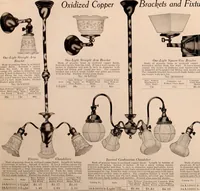An illustration from Electric, gas, and combination lighting fixtures : table lamps, floor lamps, electrical wiring material, lighting glassware / Sears, Roebuck and Co. (1900)
