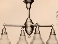 An illustration from Electric, gas, and combination lighting fixtures : table lamps, floor lamps, electrical wiring material, lighting glassware / Sears, Roebuck and Co. (1900)