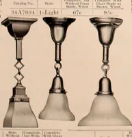 An illustration from Electric, gas, and combination lighting fixtures : table lamps, floor lamps, electrical wiring material, lighting glassware / Sears, Roebuck and Co. (1900)