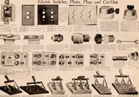 An illustration from Electric, gas, and combination lighting fixtures : table lamps, floor lamps, electrical wiring material, lighting glassware / Sears, Roebuck and Co. (1900)
