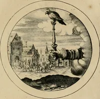 Picture 10 of 42 from Elegantissimorum emblematum corpusculum Latinis Belgicisque versibus elucidatum. Versameling van uytgeleesene sinne-beelden met latynse en nederduitse verklaringen in rym (1696), leaf 22