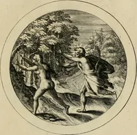 Picture 23 of 42 from Elegantissimorum emblematum corpusculum Latinis Belgicisque versibus elucidatum. Versameling van uytgeleesene sinne-beelden met latynse en nederduitse verklaringen in rym (1696), leaf 48