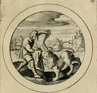 Picture 30 of 42 from Elegantissimorum emblematum corpusculum Latinis Belgicisque versibus elucidatum. Versameling van uytgeleesene sinne-beelden met latynse en nederduitse verklaringen in rym (1696), leaf 62