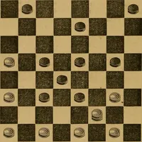 An illustration from The elements of draughts; or, Beginners' sure guide: containing a thorough and minute exposition of every principle separately explained: together with model games .. (1872)