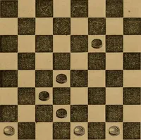 An illustration from The elements of draughts; or, Beginners' sure guide: containing a thorough and minute exposition of every principle separately explained: together with model games .. (1872)