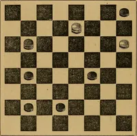 An illustration from The elements of draughts; or, Beginners' sure guide: containing a thorough and minute exposition of every principle separately explained: together with model games .. (1872)