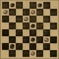 An illustration from The elements of draughts; or, Beginners' sure guide: containing a thorough and minute exposition of every principle separately explained: together with model games .. (1872)