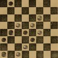 An illustration from The elements of draughts; or, Beginners' sure guide: containing a thorough and minute exposition of every principle separately explained: together with model games .. (1872)