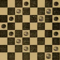 An illustration from The elements of draughts; or, Beginners' sure guide: containing a thorough and minute exposition of every principle separately explained: together with model games .. (1872)