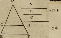 An illustration from The Elements of Euclid : viz. the first six books, together with the eleventh and twelfth : the errors, by which Theon, or others, have long ago vitiated these books, are corrected, and some of Euclid's demonstrations are restored : also, the book of Euclid's Data, in like manner corrected (1806)