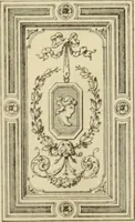 An illustration from Elements of style in furniture and woodwork, being a series of details of the Italian, German Renaissance, Elizabethan, Louis XIVth, Louis XVth, Louis XVIth, Sheraton, Adams, Empire, Chinese, Japanese, and Moresque styles ... for the use of architects, furniture designers, cabinet makers and others (1889)