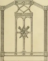 An illustration from Elements of style in furniture and woodwork, being a series of details of the Italian, German Renaissance, Elizabethan, Louis XIVth, Louis XVth, Louis XVIth, Sheraton, Adams, Empire, Chinese, Japanese, and Moresque styles ... for the use of architects, furniture designers, cabinet makers and others (1889)