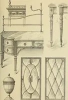 An illustration from Elements of style in furniture and woodwork, being a series of details of the Italian, German Renaissance, Elizabethan, Louis XIVth, Louis XVth, Louis XVIth, Sheraton, Adams, Empire, Chinese, Japanese, and Moresque styles ... for the use of architects, furniture designers, cabinet makers and others (1889)