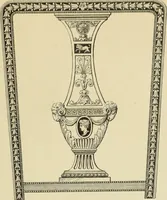 An illustration from Elements of style in furniture and woodwork, being a series of details of the Italian, German Renaissance, Elizabethan, Louis XIVth, Louis XVth, Louis XVIth, Sheraton, Adams, Empire, Chinese, Japanese, and Moresque styles ... for the use of architects, furniture designers, cabinet makers and others (1889)