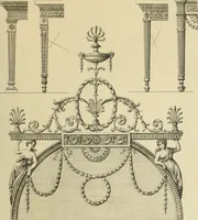 An illustration from Elements of style in furniture and woodwork, being a series of details of the Italian, German Renaissance, Elizabethan, Louis XIVth, Louis XVth, Louis XVIth, Sheraton, Adams, Empire, Chinese, Japanese, and Moresque styles ... for the use of architects, furniture designers, cabinet makers and others (1889)
