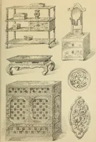 An illustration from Elements of style in furniture and woodwork, being a series of details of the Italian, German Renaissance, Elizabethan, Louis XIVth, Louis XVth, Louis XVIth, Sheraton, Adams, Empire, Chinese, Japanese, and Moresque styles ... for the use of architects, furniture designers, cabinet makers and others (1889)