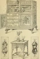 An illustration from Elements of style in furniture and woodwork, being a series of details of the Italian, German Renaissance, Elizabethan, Louis XIVth, Louis XVth, Louis XVIth, Sheraton, Adams, Empire, Chinese, Japanese, and Moresque styles ... for the use of architects, furniture designers, cabinet makers and others (1889)
