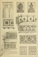 An illustration from Elements of style in furniture and woodwork, being a series of details of the Italian, German Renaissance, Elizabethan, Louis XIVth, Louis XVth, Louis XVIth, Sheraton, Adams, Empire, Chinese, Japanese, and Moresque styles ... for the use of architects, furniture designers, cabinet makers and others (1889)