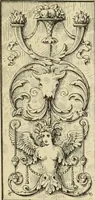 An illustration from Elements of style in furniture and woodwork, being a series of details of the Italian, German Renaissance, Elizabethan, Louis XIVth, Louis XVth, Louis XVIth, Sheraton, Adams, Empire, Chinese, Japanese, and Moresque styles ... for the use of architects, furniture designers, cabinet makers and others (1889)